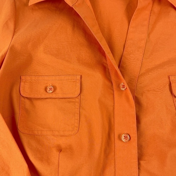 Chicos Womens Button Front Shirt Orange Pockets 1 - Picture 6 of 9